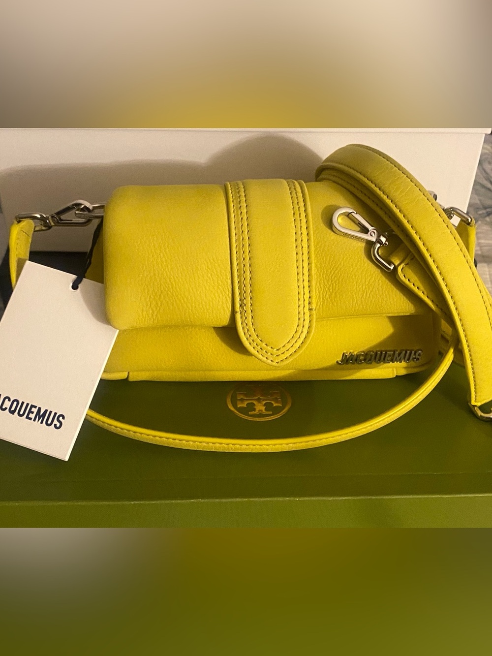 Authentic! Jacquemus Le Petit Bambimou mini leather crossbody shoulder bag